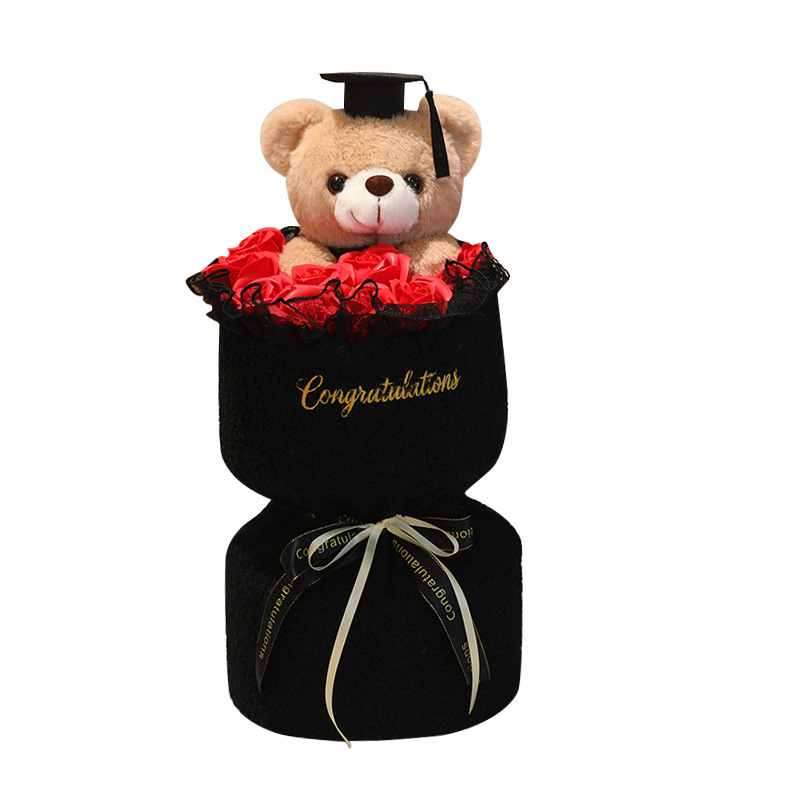 Plüsch-Teddybär mit Blumenstrauß, 45 cm