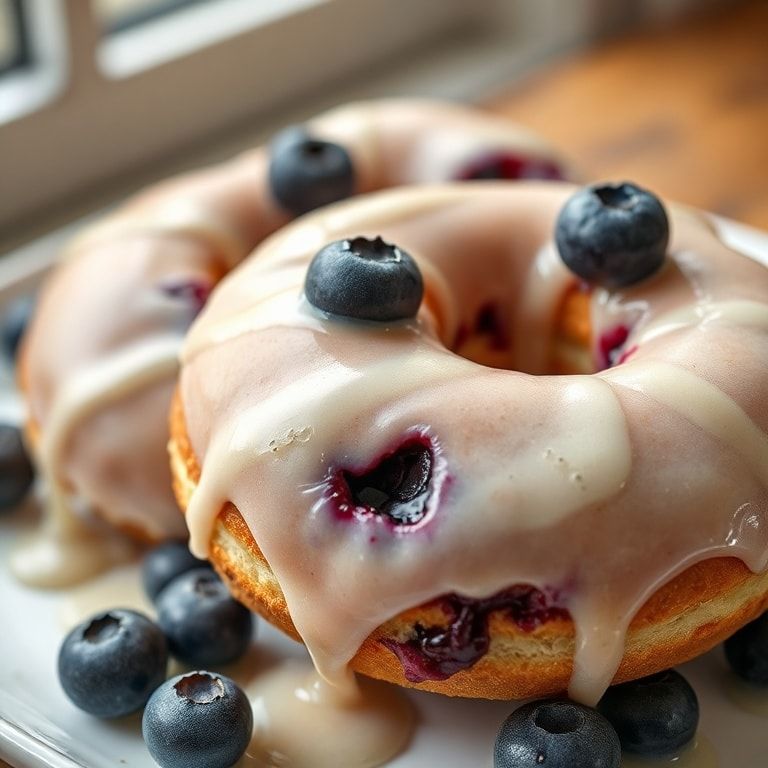 Easy Blueberry Cake Donuts with Sweet Vanilla Glaze – Quick & Homemade Treat
