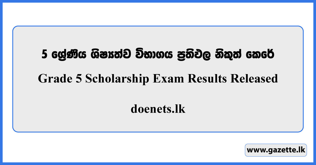 Grade 5 Scholarship Exam Results Released 2026