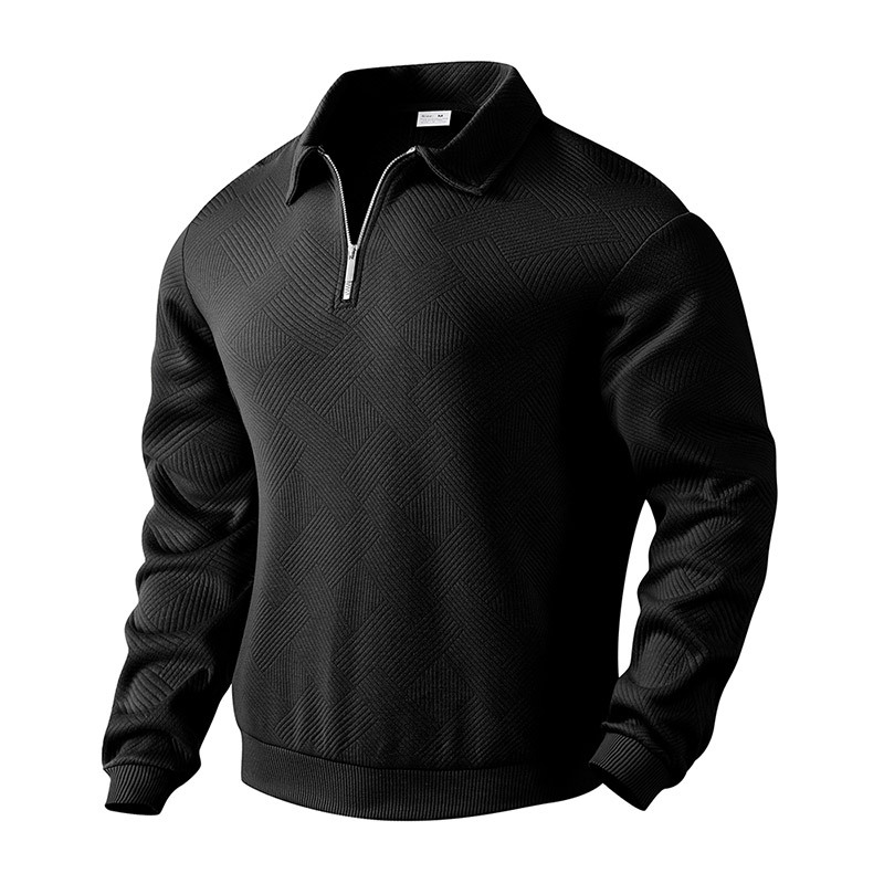 Men's zip-up sweatshirt with jacquard pattern