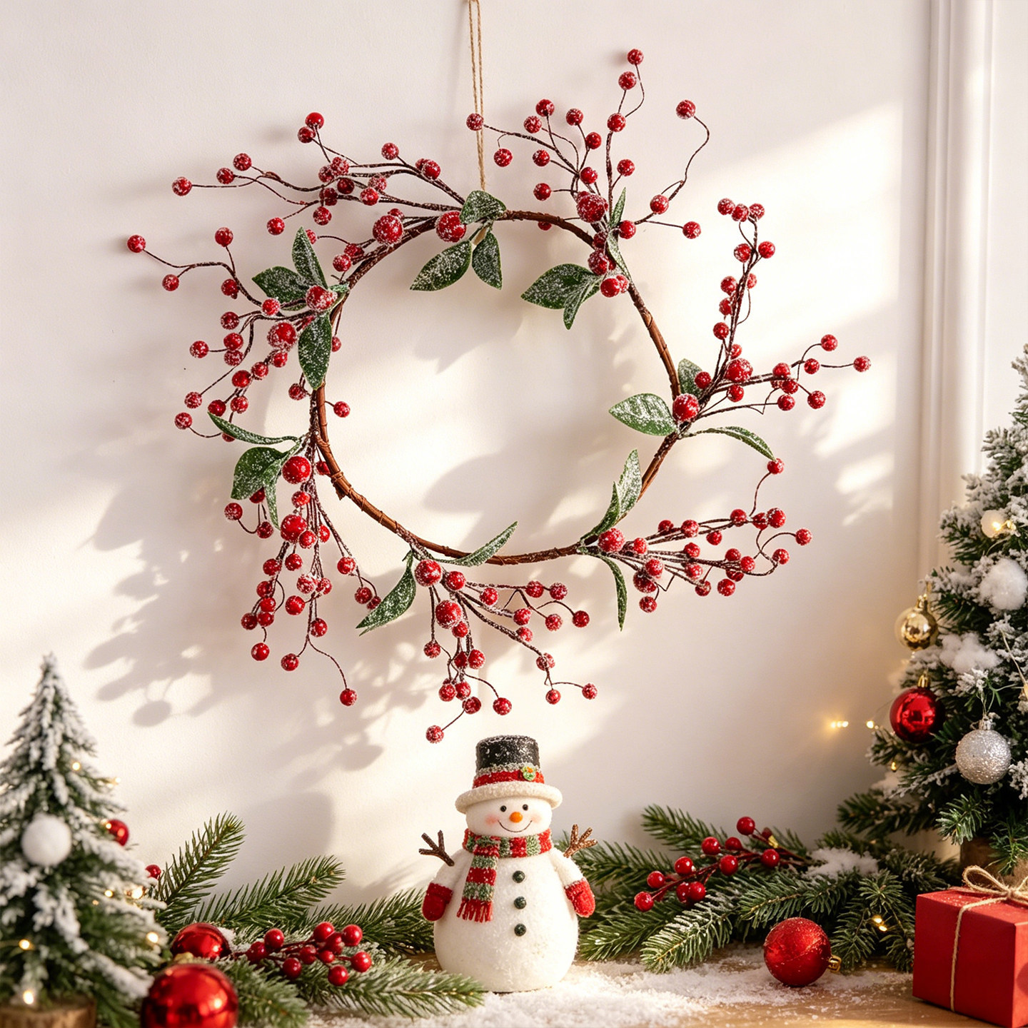 Weihnachtskranz mit roten Beeren