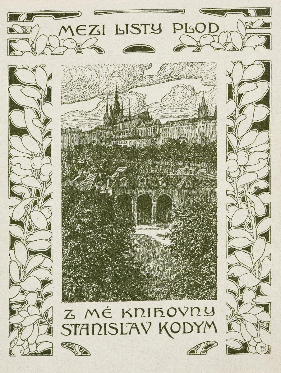 Bookplate zme knihovny Stanislav Kodym Mezi listy plod 1903