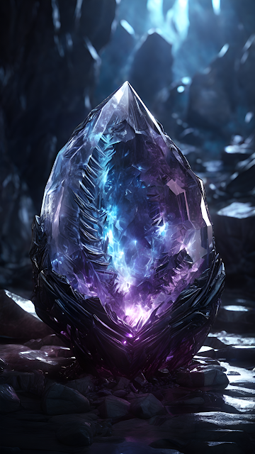 Mystical Glowing Violet Blue Energy Core Crystal - Free mobile Wallpaper