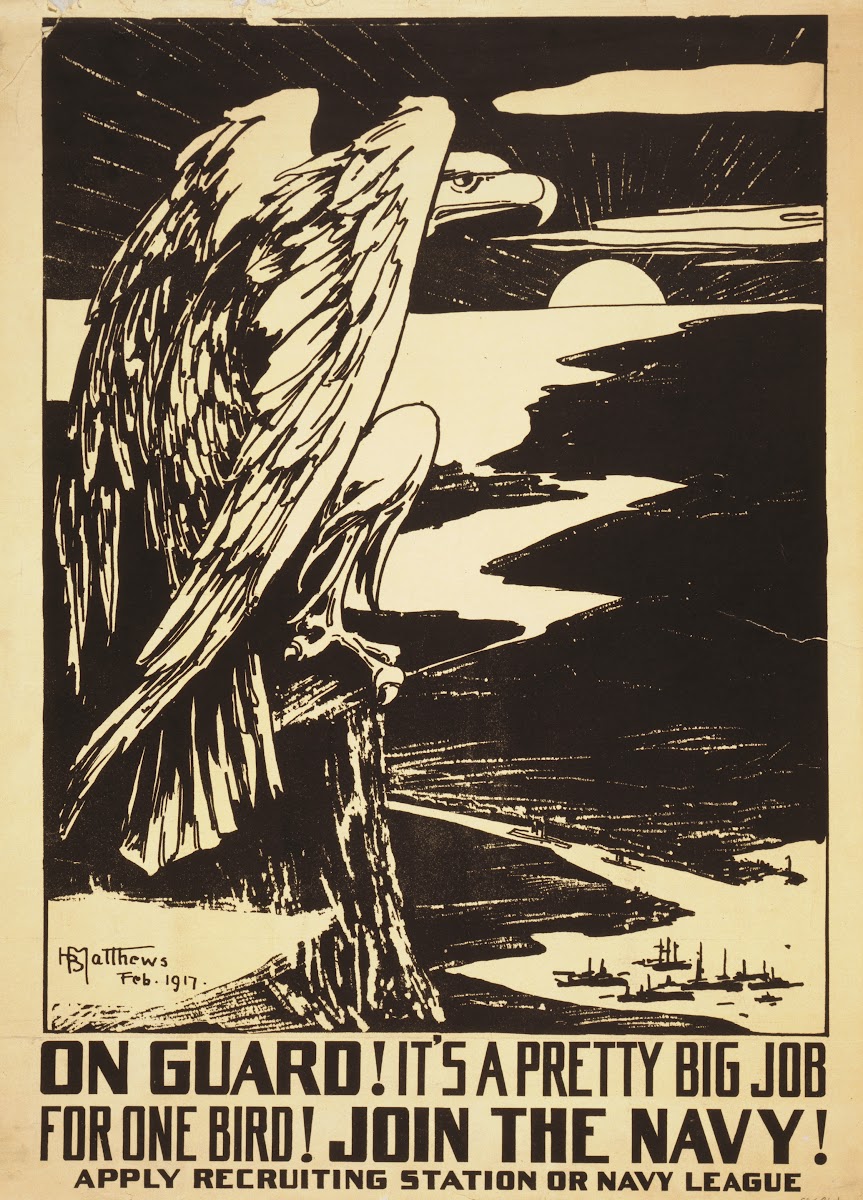 On Guard Its A Pretty Big Job For One Bird Join The Navy 1917