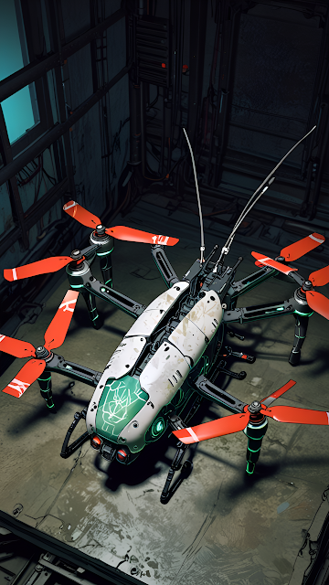 Cyberpunk Maintenance Drone with Insectoid Design - Free mobile Wallpaper