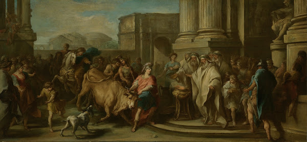 Theseus Taming the Bull of Marathon circa 1730