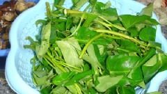  Rau muống nhặt bỏ lá vàng hư, cắt ngắn và rửa sạch. 