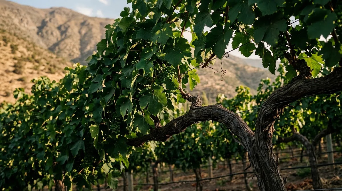 Chilean wine guide vineyard scene illustrating the terroir behind Carmenère wine Chile and Chilean Cabernet Sauvignon
