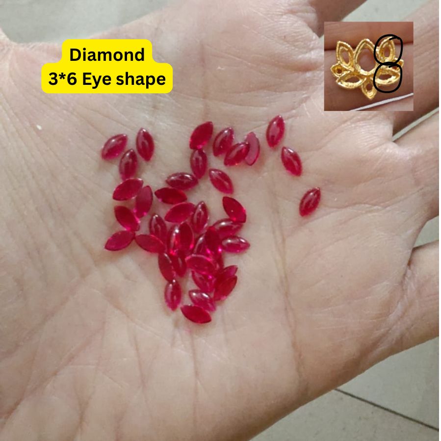 Lotus Pink 3*6 Eye shape Diamond  (pack of 50)