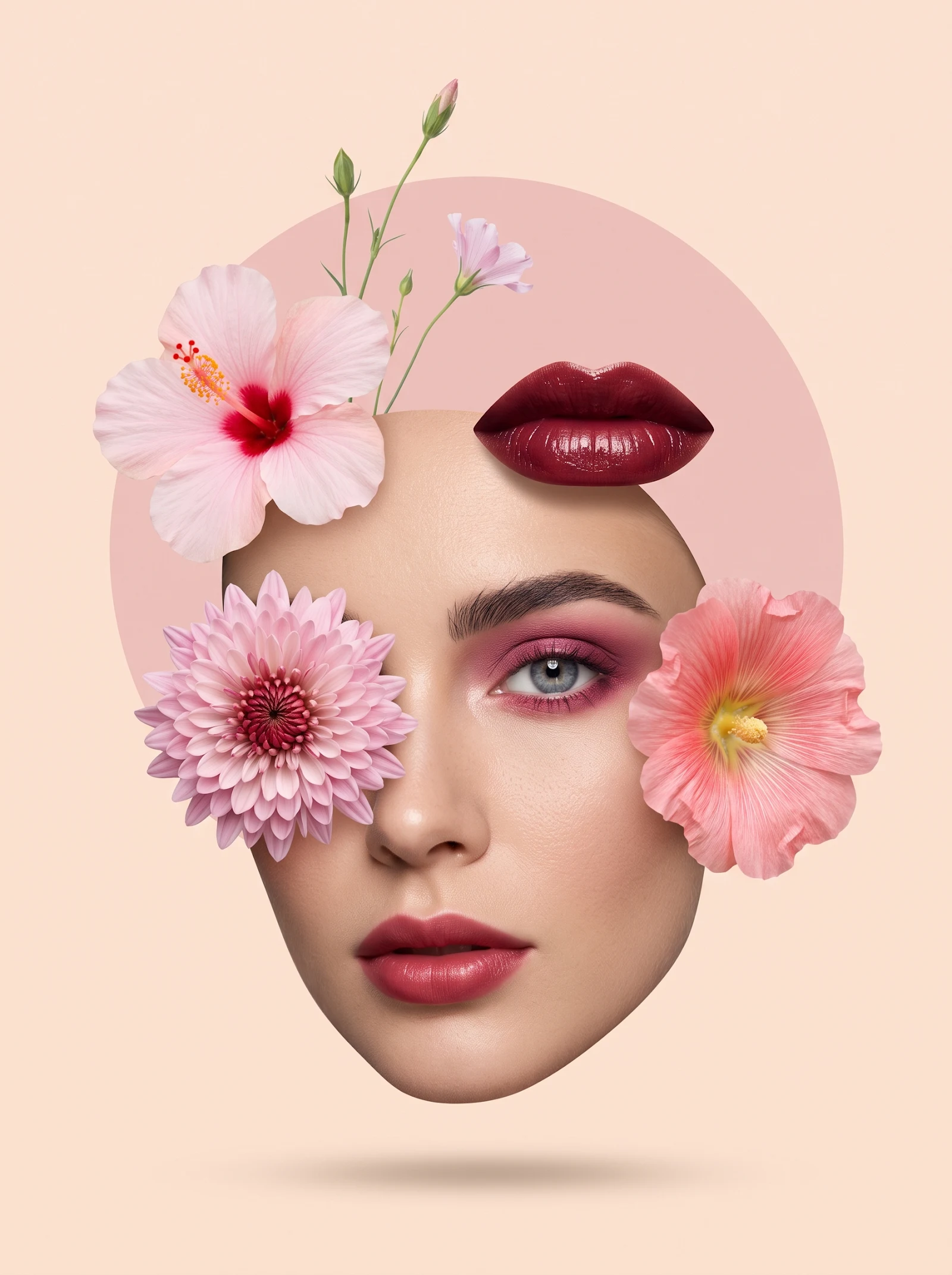 Crea una belleza surrealista sofisticada.