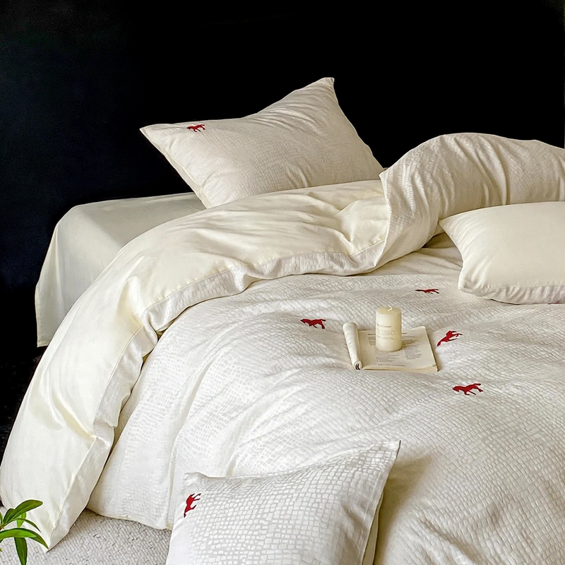 Cotton Bedding Set, Jacquard Weave, Geometric