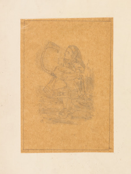 Tracing of Alice trying to play croquet with flamingo and hedgehog 1866