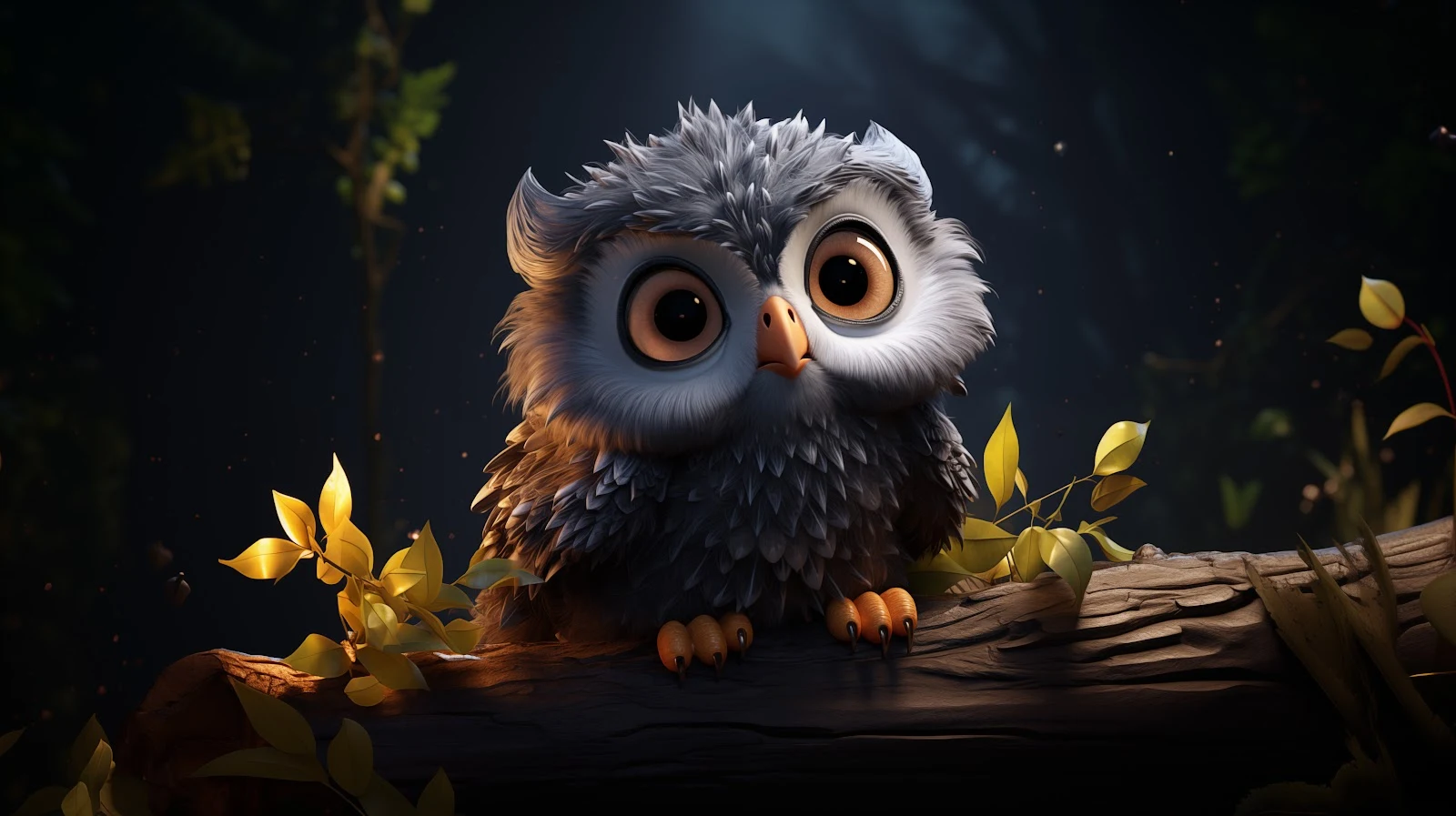 A Stunning Ai Art, Illustration, Birds, Baby, Owl 5K Desktop and Mobile Wallpaper Background (5824x3264)