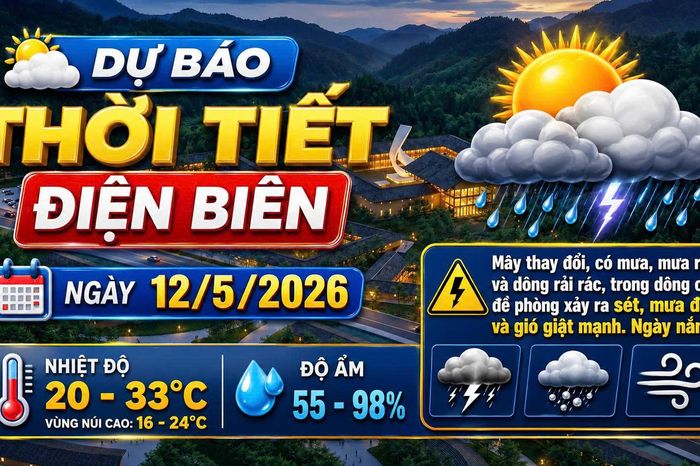 Bản tin Dự báo thời tiết ngày 12/5/2026 - Báo Điện Biên Phủ