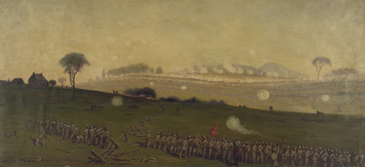 Picketts charge on the Union centre at the grove of trees about 3 PM 1865 1895