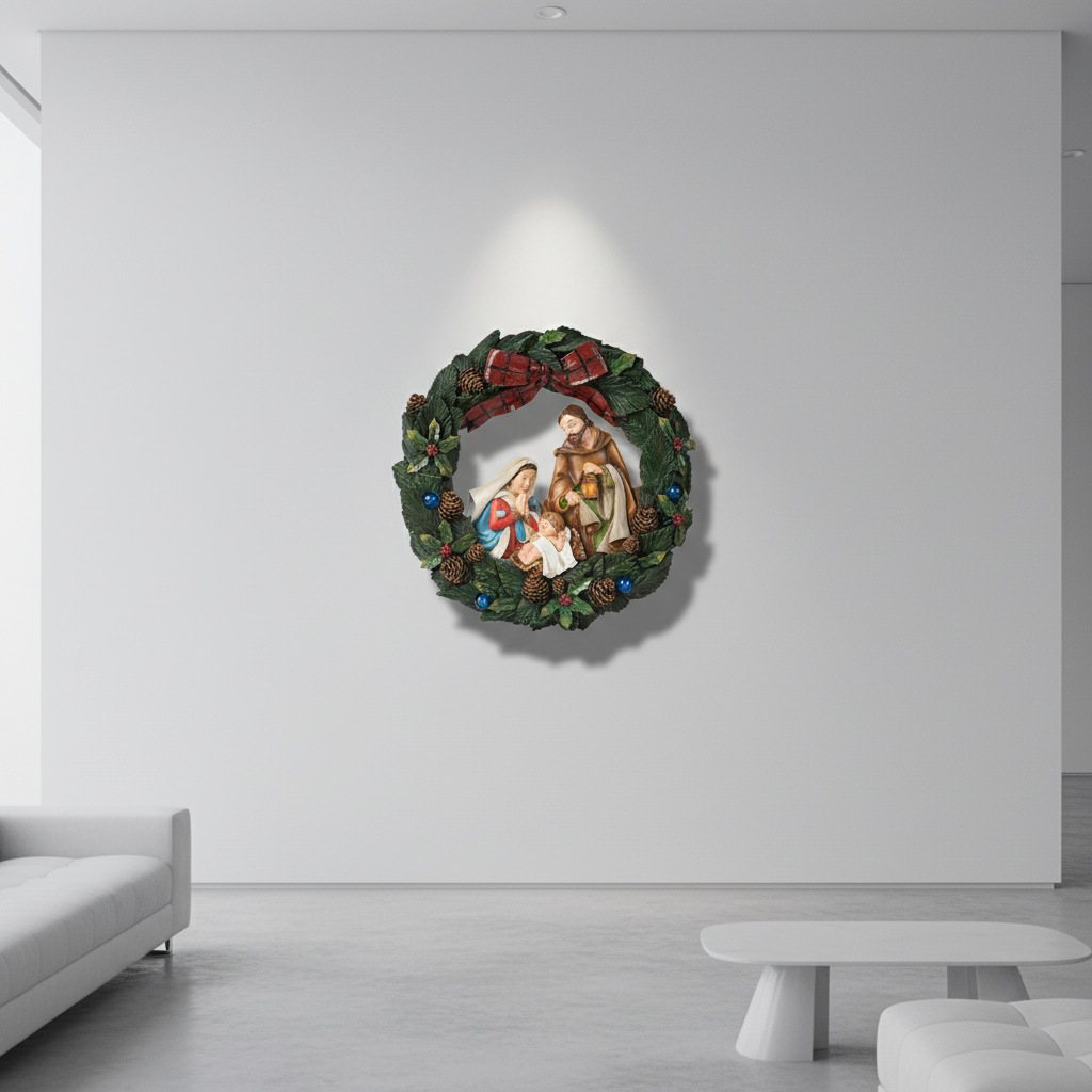 Christmas Wall Wreath with Lighting, Resin