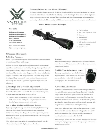 vortex viper series riflescopes