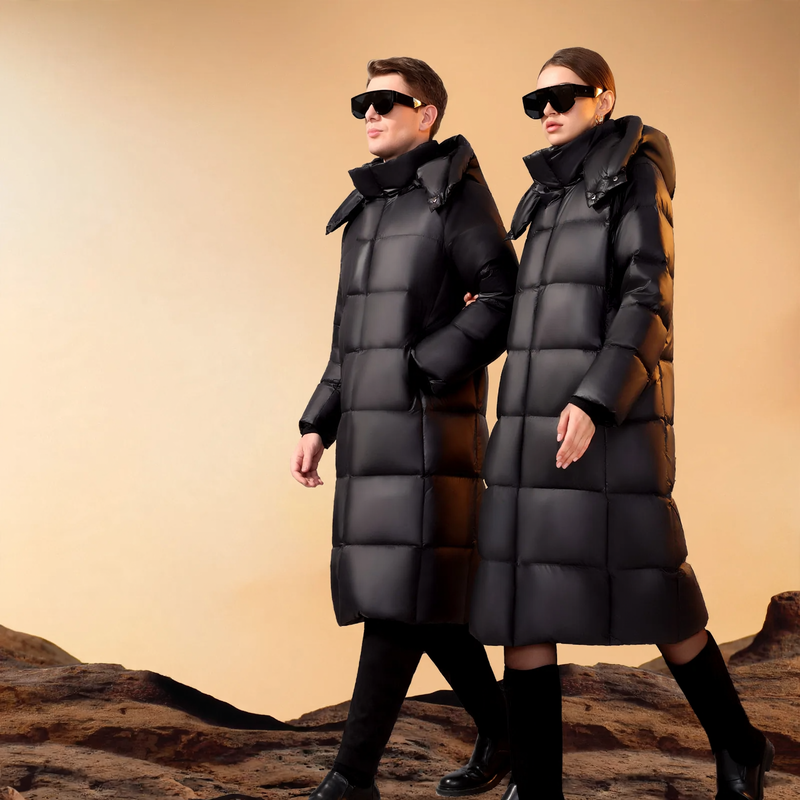 Long Unisex Down Jacket filled with 95% White Goose Down