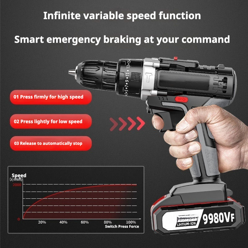 Portable Impact Drill Pistol Multifunctional Electric Screwdriver + 1 charger 1 battery