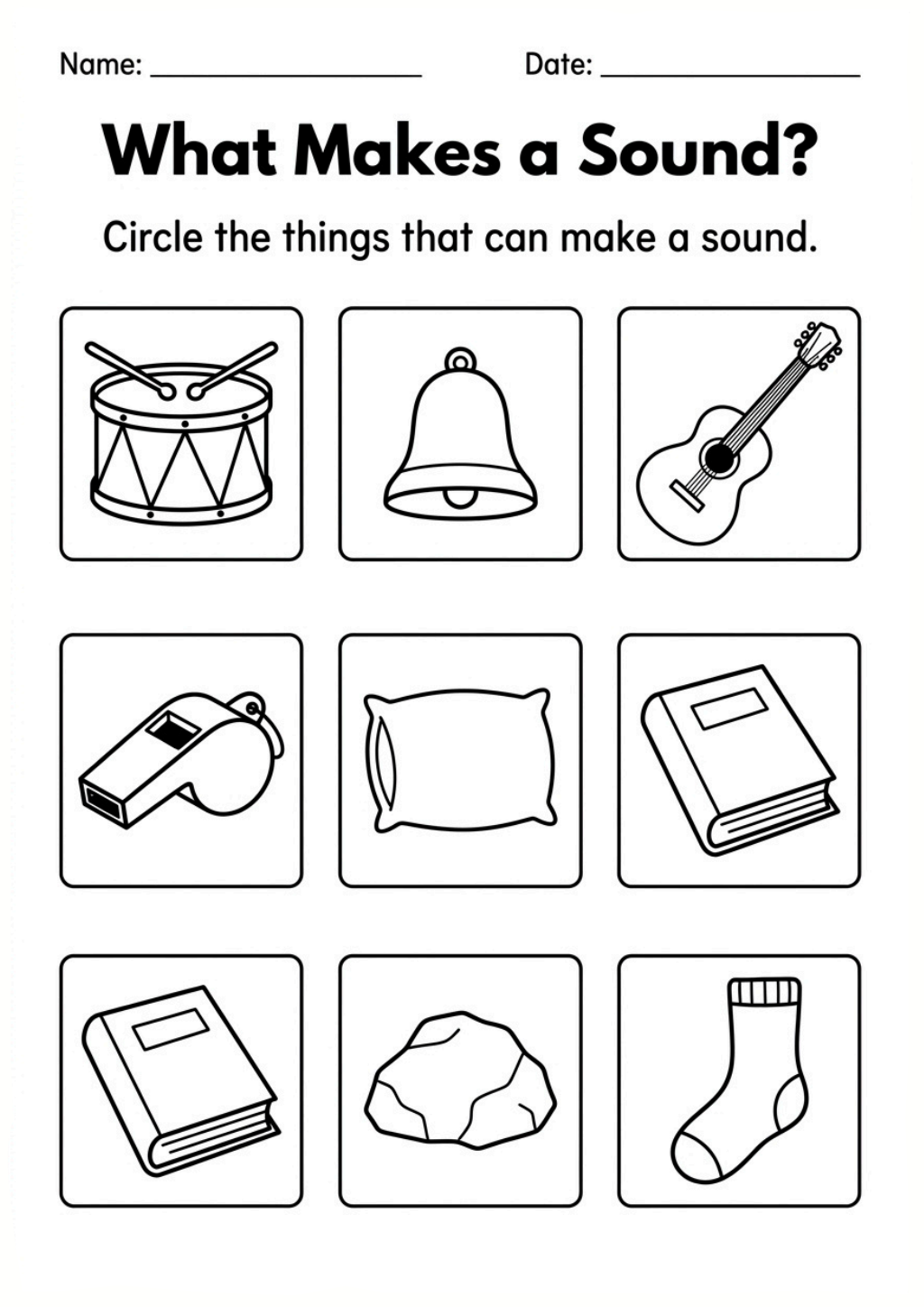 My Sense of Hearing Worksheet