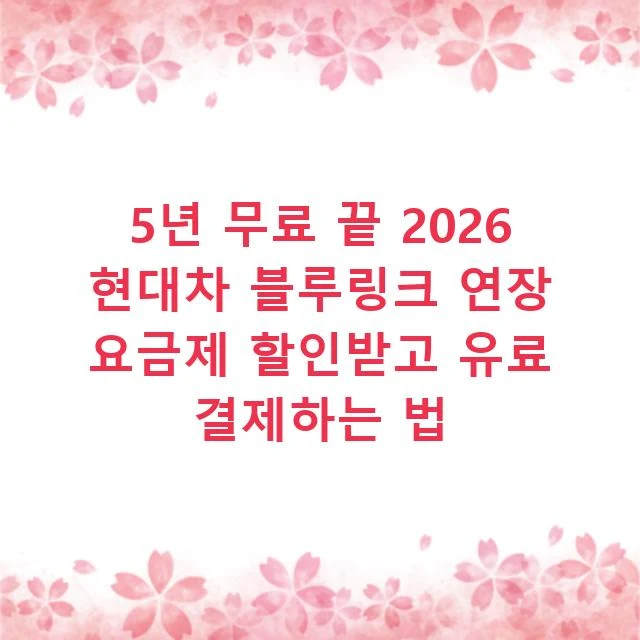 5년 무료 끝 2026 현대차 블루링크 연장 요금제 할인받고 유료 결제하는 법
