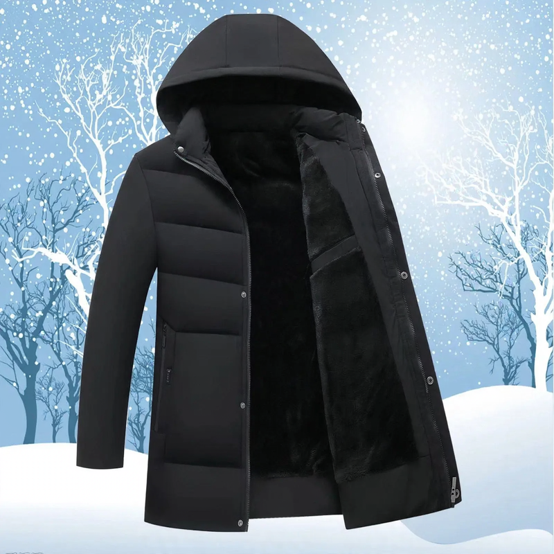 Gefütterte Herren-Winterjacke, abnehmbarer Kragen