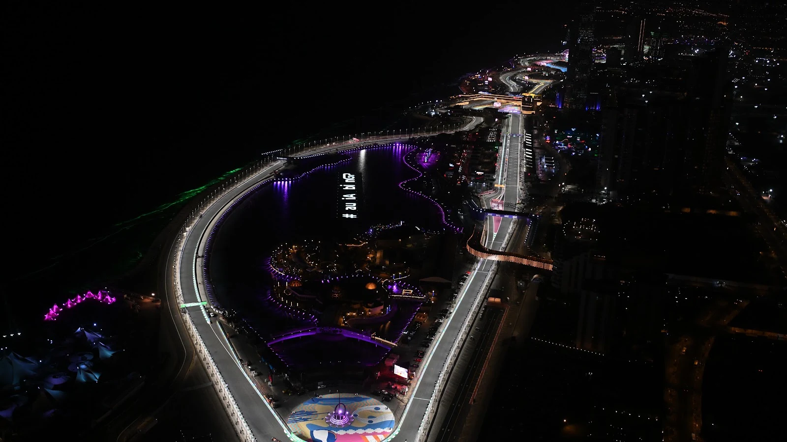 Jeddah Corniche Circuit at Night 8K Desktop Wallpaper