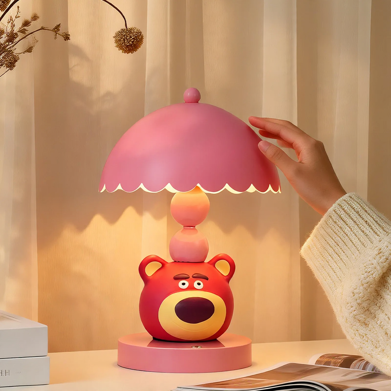 Sweet Strawberry Bear Table Lamp for Kids