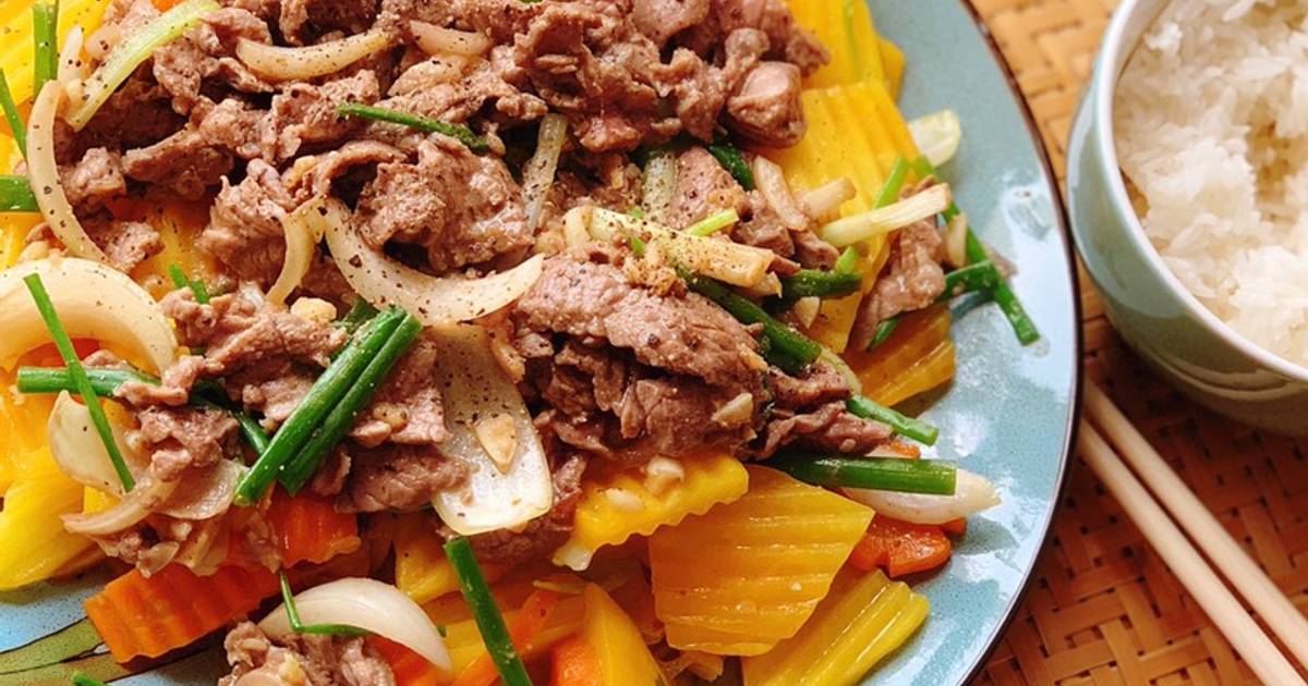 Đu đủ xào bò