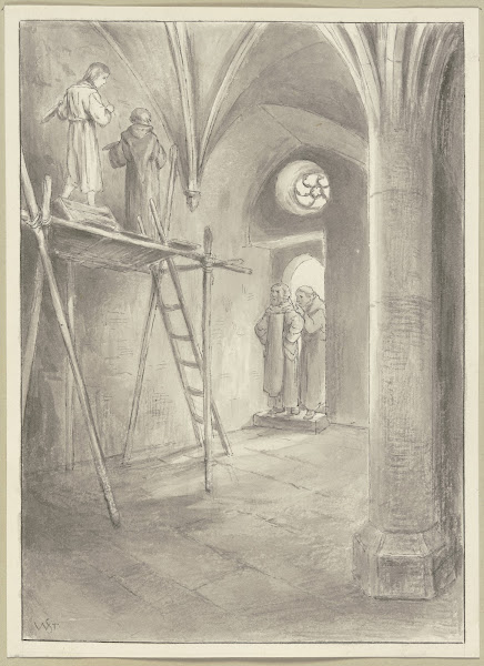 Abt Albrecht überrascht Diether beim Malen ca 1884