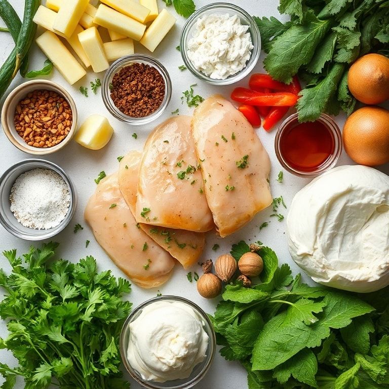 Ingredients for Cheesy Garlic Chicken Wraps (Quick Low-Carb Meal) – Creamy & Easy Dinner in 30 Minutes