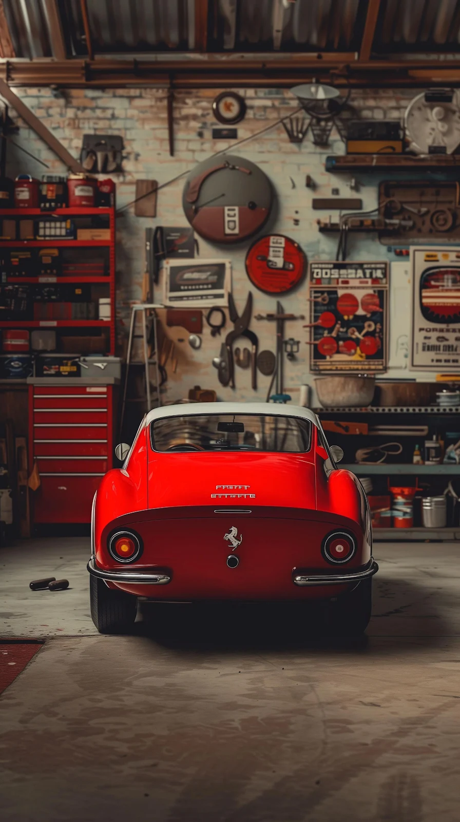 Ferrari, Classic Car, Garage, Auto Repair 4K iPhone Wallpaper Background (2241x4000)