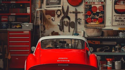 Ferrari, Classic Car, Garage, Auto Repair 4K iPhone Wallpaper Background