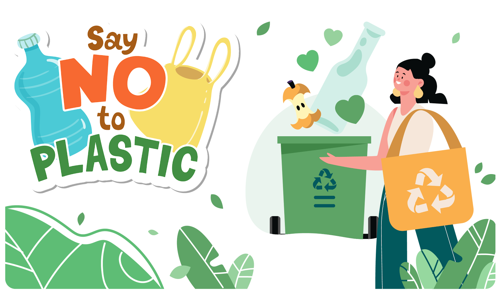 Say no to plastic poster. Plastic ocean, Great Pacific Garbage, plastic marine debris, micro plastic, nano plastic, plastic waste, waste management. CarbonEthics Indonesia
