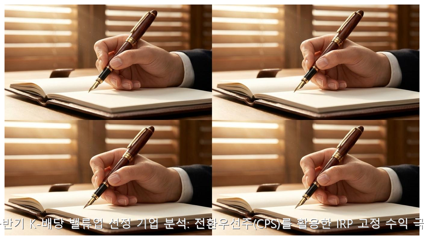 2026년 하반기 K-배당 밸류업 선정 기업 분석: 전환우선주(CPS)를 활용한 IRP 고정 수익 극대화 전략 핵심 안내 및 분석 인포그래픽 (3)