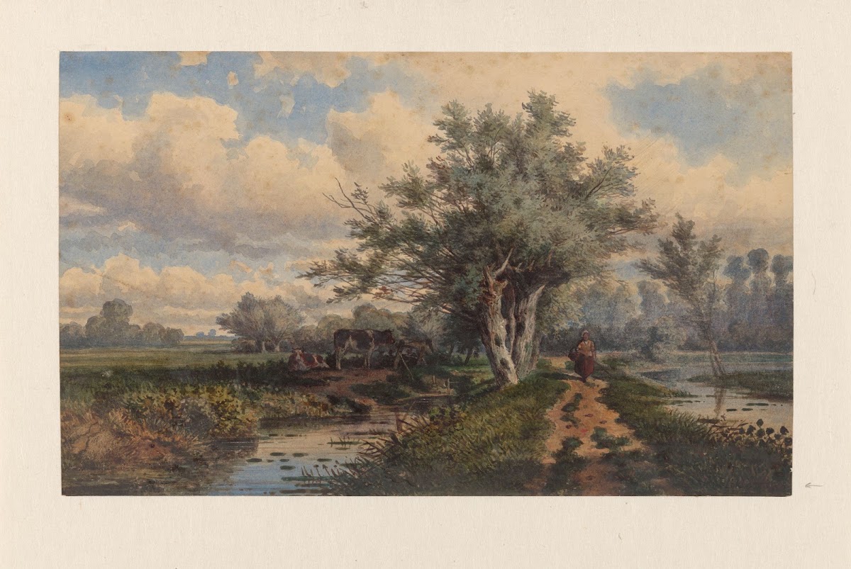 Landschap met koeien en water 19th century