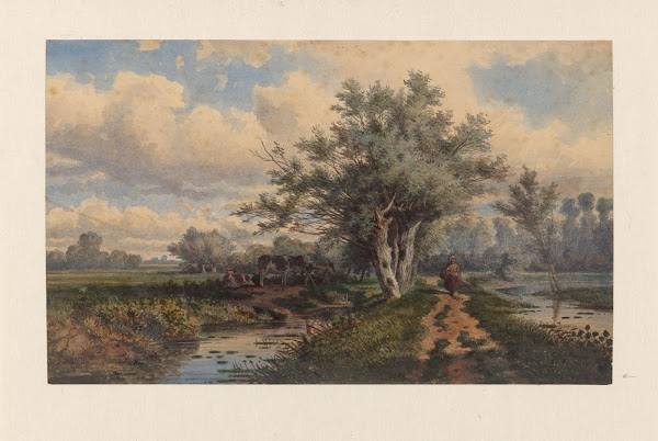 Landschap met koeien en water 19th century