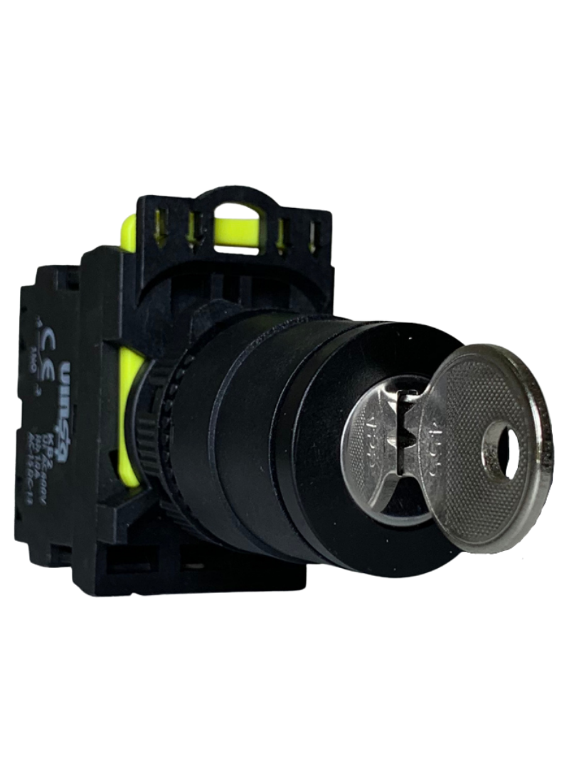 Selector Switch With Key 3 Position Stay Put Black 2N/O