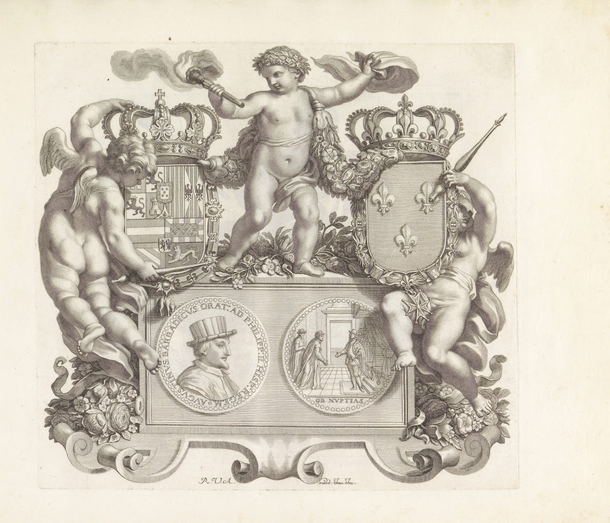 Portret van Agostino Barbarigo met putti en twee wapenschilden 1673 1743