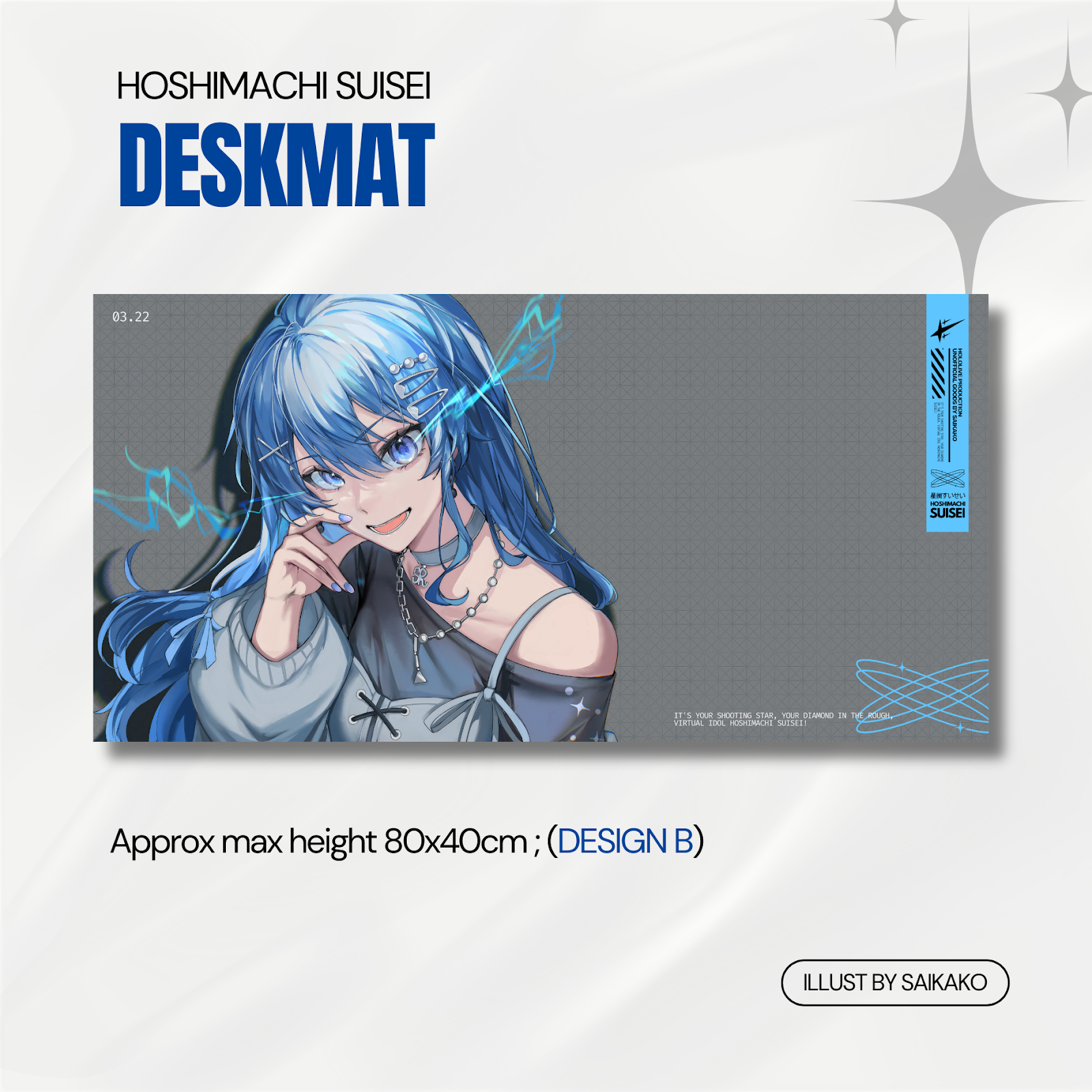 [Design B]  Hoshimachi Suisei illustration Deskmat by Saikako