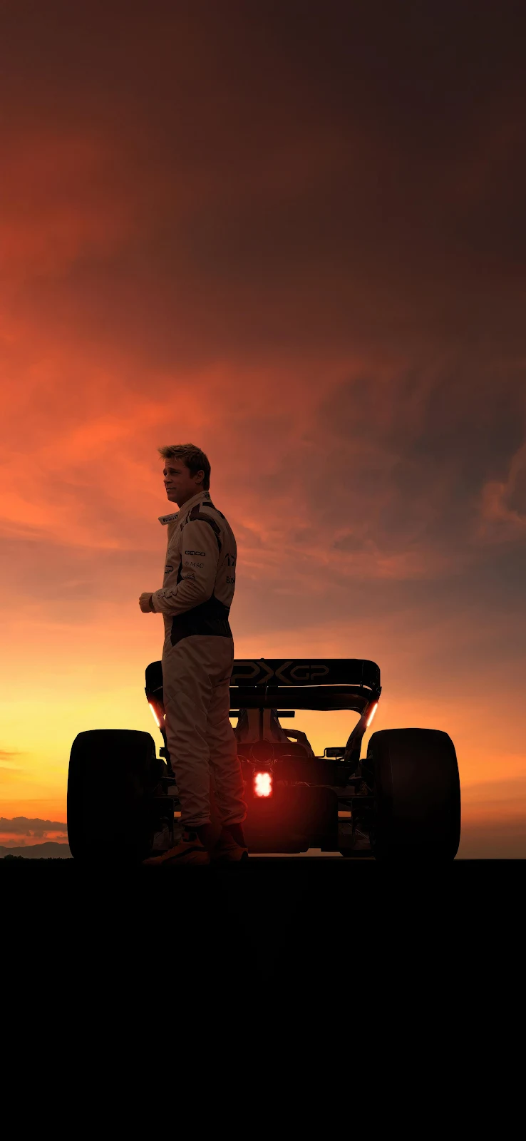 Brad Pitt In F1 Movie - Cinematic Photography 4K iPhone Wallpaper (2160x4680)
