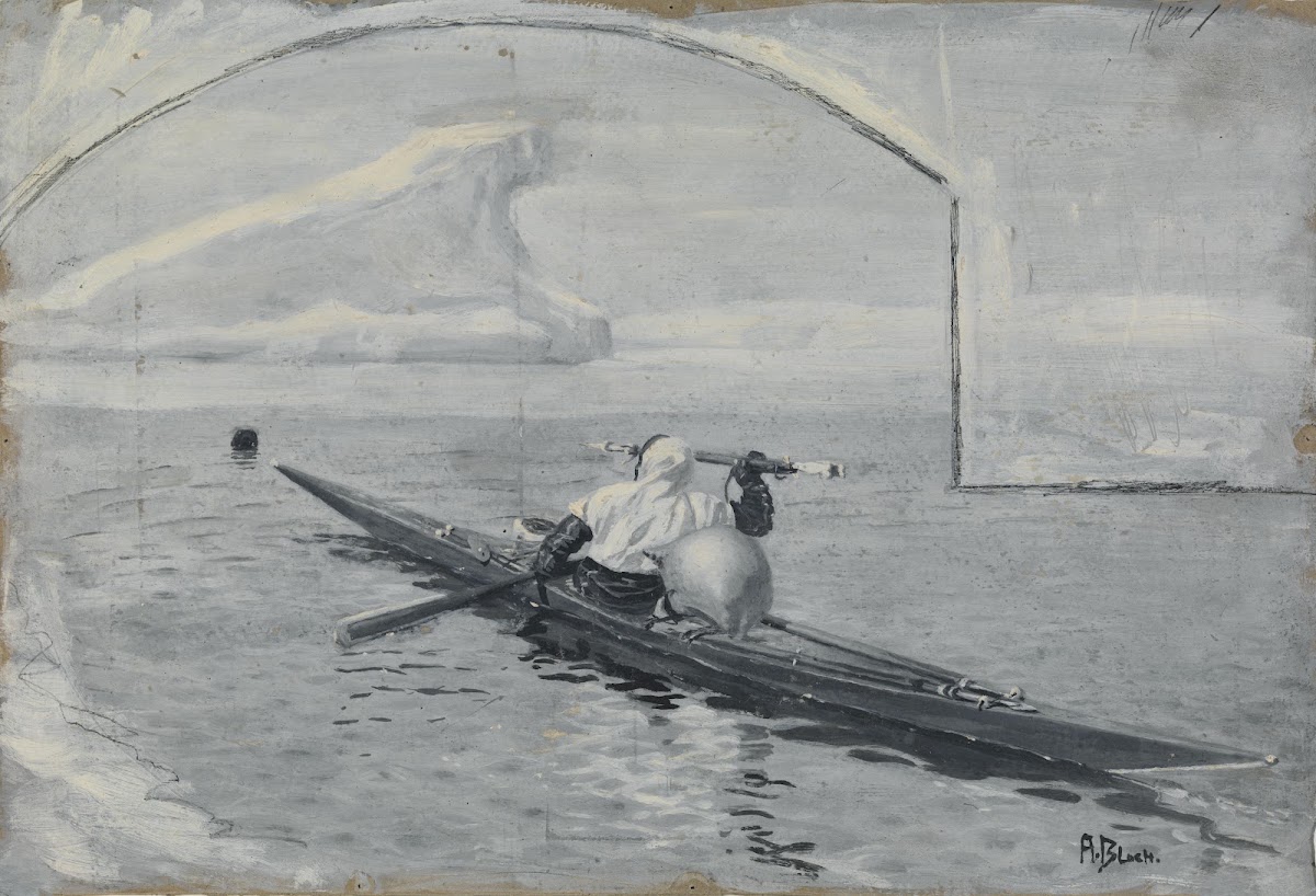 An Inuit hunting for seals 1889