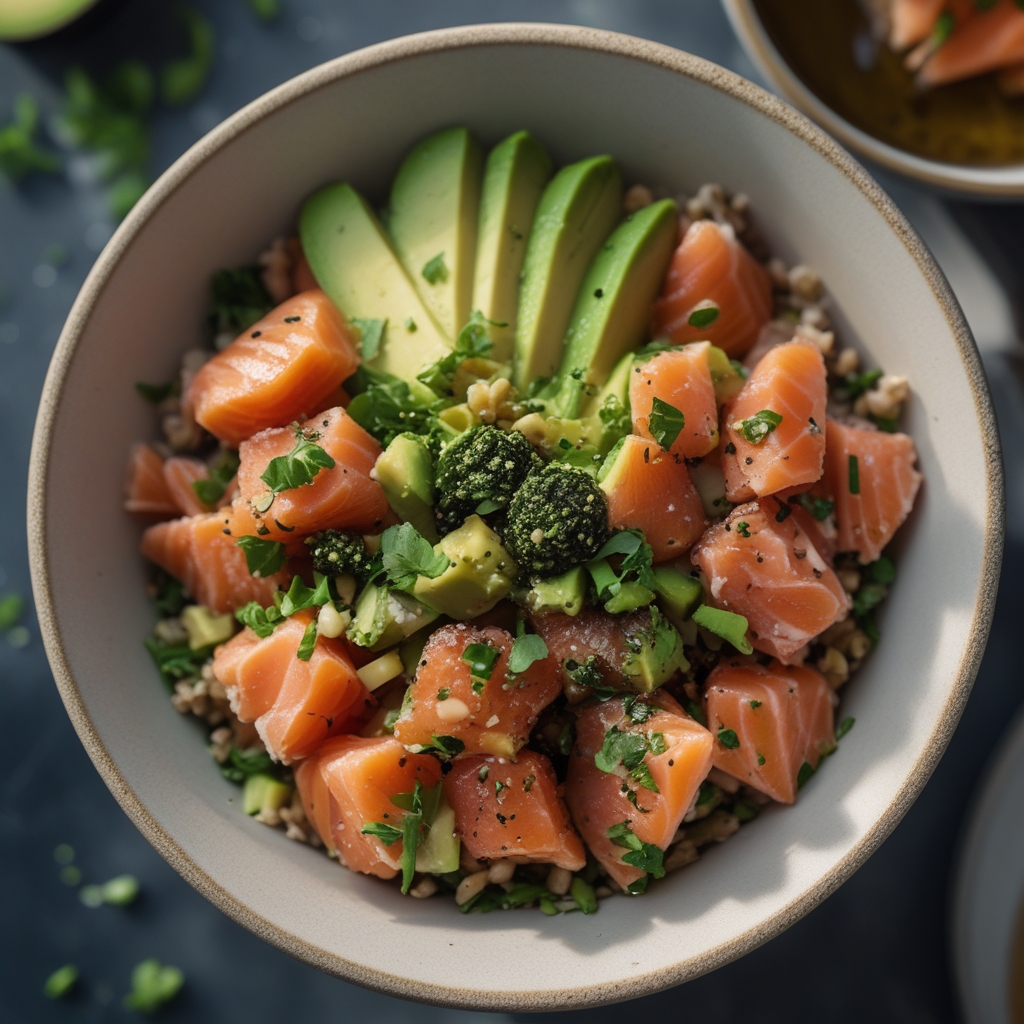 Final Sizzling Salmon & Avocado Power Bowl with Chickpea Crunch