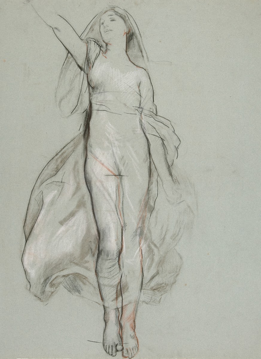 Study for central figure in Spirit of Religious Libertyguiding the ships mural a