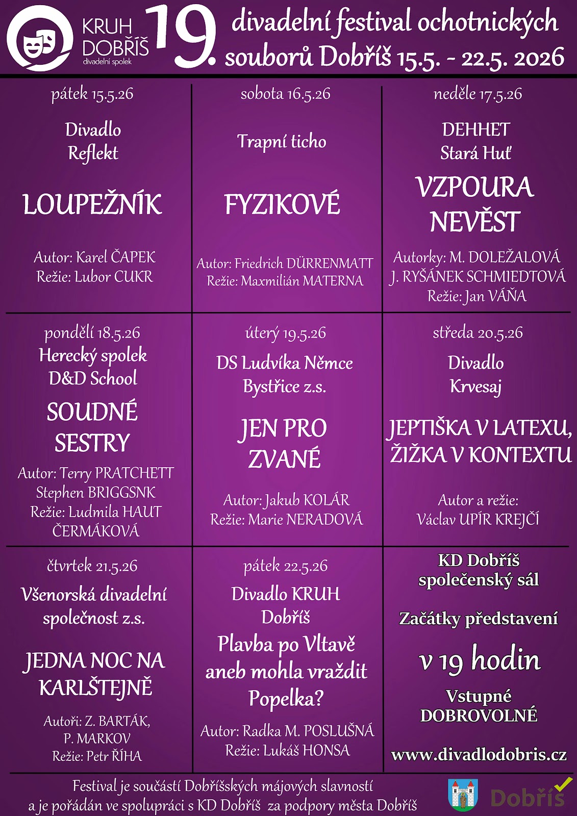 19. ročník Divadelního festivalu ochotnických souborů 2026