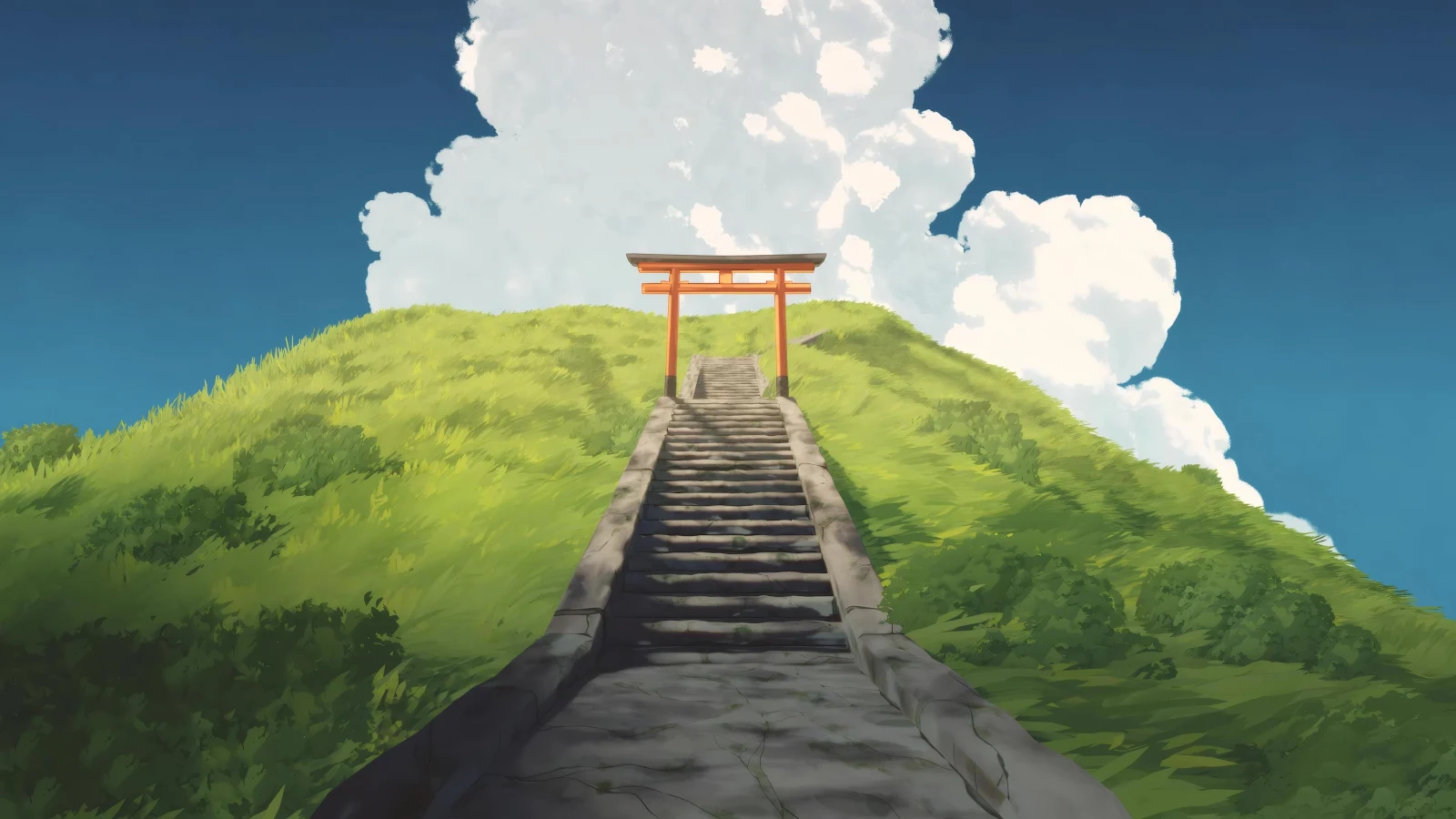 Path To The Torii Gate - Anime Digital Art 4K Wallpaper (3840x2160)
