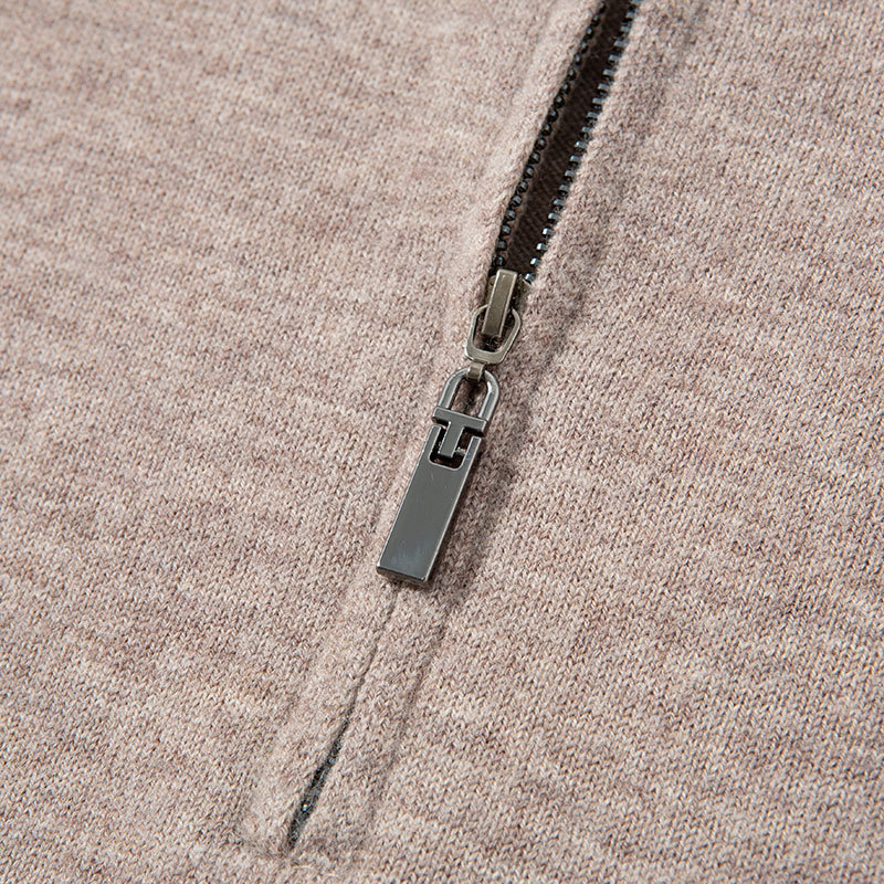Men's Wool Sweater, 100% Wool, Zipper, Stand-Up Collar