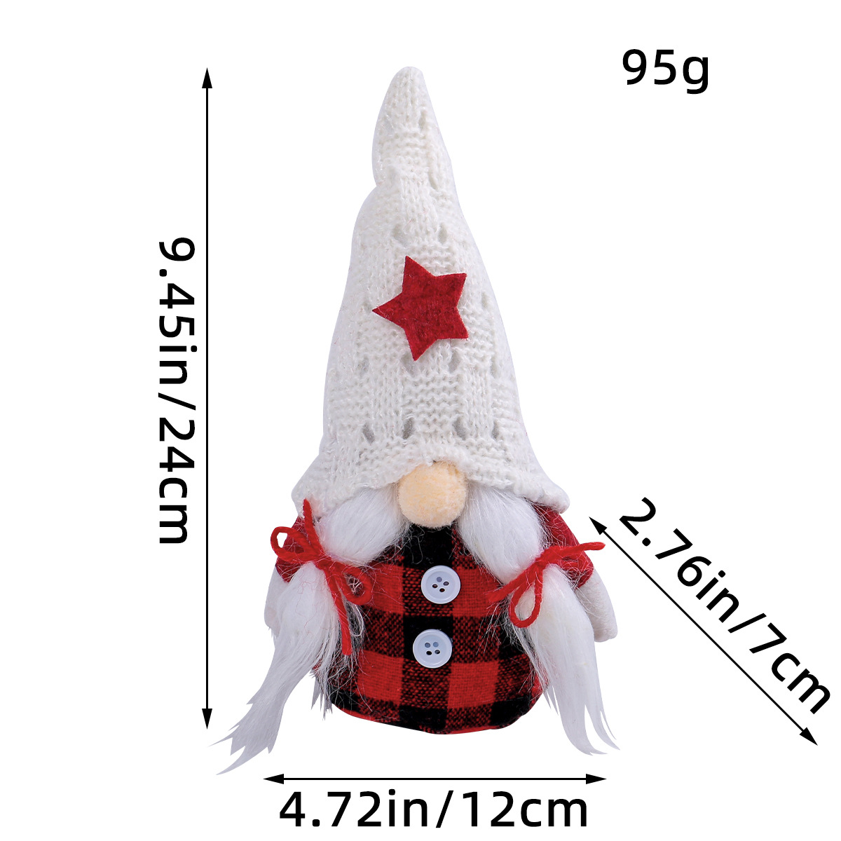 Christmas gnome with star cap, fabric figure