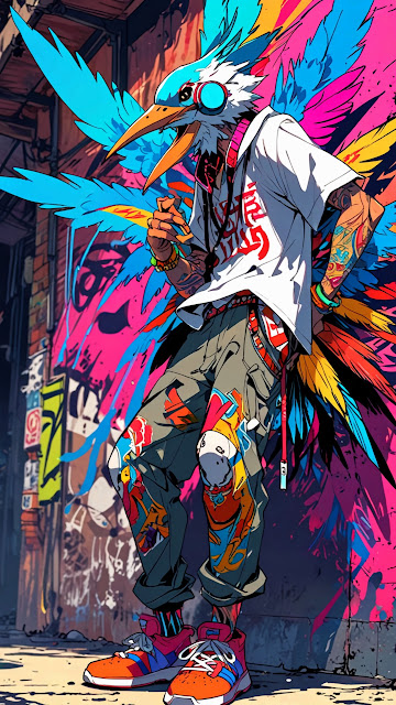 Graffiti Bird Streetwear Character Urban Pop Art - Free mobile Wallpaper