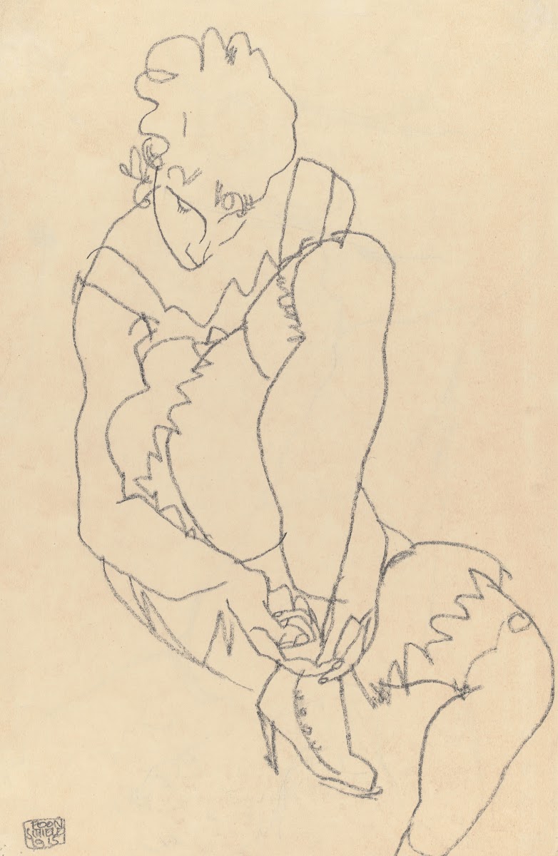 Woman Buttoning Her Shoes 1915
